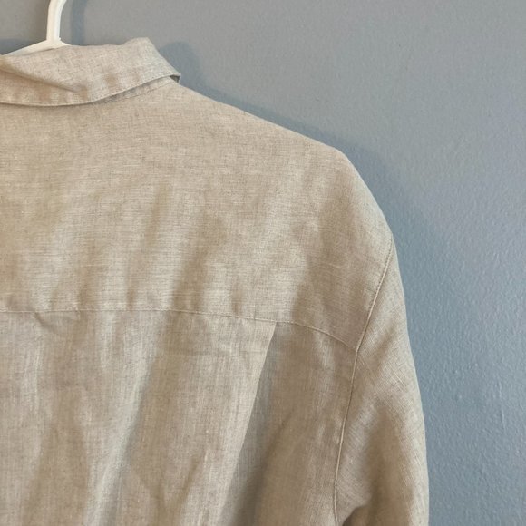 Liz Claiborne Women’s 100% Linen Cream Button Up Shirt Blouse Size Med - Picture 6 of 6